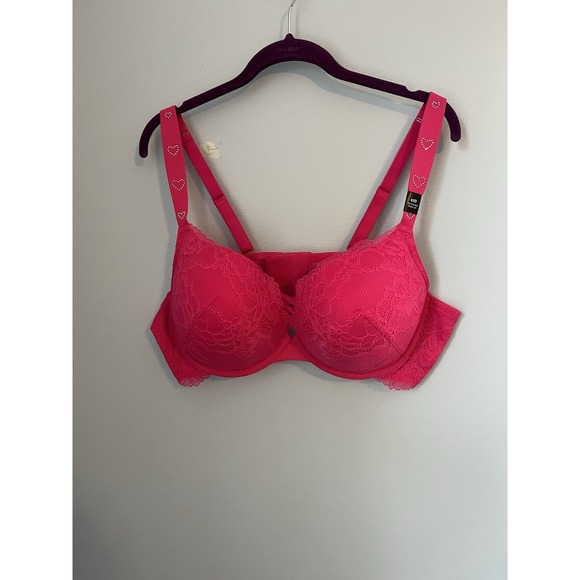 torrid Other - TORRID, Women's Bra,‎ 42D Plunge Push-up Chelsea Lace, Heart Diamond Strap Pink